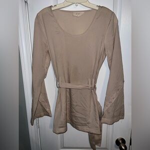 Lost April Beige Long Sleeve Tunic Top Size S